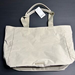 Athleta All About Tote Bag NWT Beige Recycled Water-Repellent Gym Travel Tote